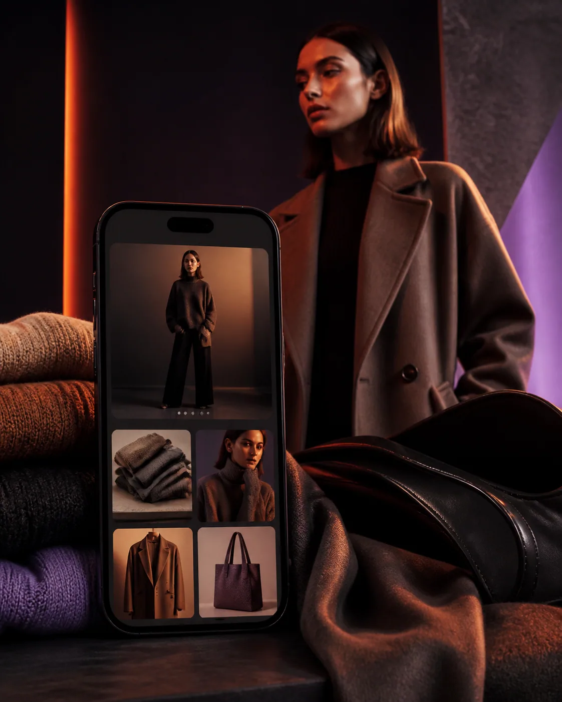 Mobiler Fashion-Onlineshop mit hochwertiger Kampagnen-Inszenierung